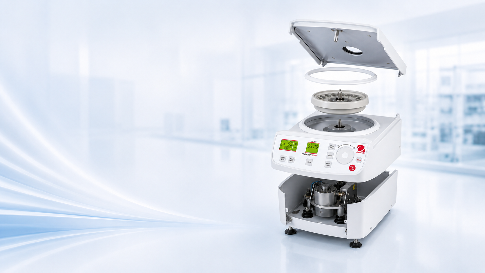 Modern laboratuvar ortamında OHAUS Frontier FC5707 santrifüj